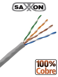 SAXXON TVD119046 SAXXON OUTPCAT5E100M - Bobina de Cable UTP Cat5e 100% Cobre/ 100 Metros/ Color Gris/ Uso Interior/ 4 Pares/ Soporta Pruebas de Rendimiento/ Ideal para Cableado de Redes y Video/