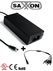SAXXON TVN083045 SAXXON PSU1205DPAQD - Paquete de Fuente de Poder de 12 Vcc 5 Amperes Divisor para 4 Camaras/ Ideal Para Equipos de Alto Consumo/ Para Usos Multiples: Sistemas de CCTV Acceso Asiste