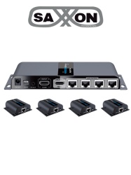 SAXXON TVT017009 SAXXON LKV714PRO- Kit Extensor HDMI de 4 Puertos/ Resolucion 1080p/ Hasta 40 metros/ Cat 6/ 6A/ 7/ Loop HDMI/ Transmisor IR/ Plug and play