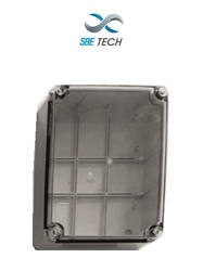 SBE TECH SBT1580044 SBE TECH SBE-TR24019090 - Gabinete plastico para exteriores cubierta transparente 24x19x9 cm termoplastico auto extinguible IP67 alta resistencia al impacto color gris