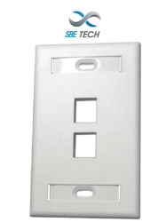 SBE TECH SBT1630002 SBE TECH SBE-2517-2P-WT - Placa de pared de 2 puerto color blanco para conectores Jack rj 45 keystone