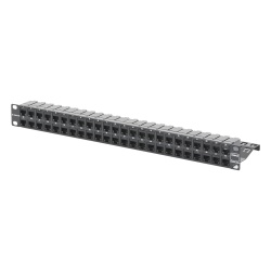 SIEMON Z6AS-PNL-U48K Patch Panel Z-Max de 48 Puertos Blindado Precargado con Jacks Categoria 6A Plano 1UR