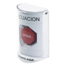 STI SS2382EV-ES Boton de Evacuacion Cubierta de Policarbonato Super Resistente de Superficie con Espaciador Restablecimiento con Llave Con Bocina de Advertencia - Img 3