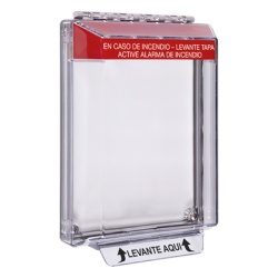 STI STI-14010FR-ES Cubierta Universal Transparente de Bajo Perfil y Texto de Incendio en Espanol