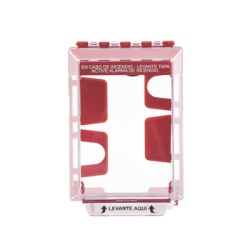 STI STI-14220FR-ES Cubierta Universal Transparente de Bajo Perfil con Espaciador Texto de Incendio en Espanol Notificacion Audible y Visible