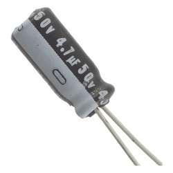 SYSCOM PARTS CE4.7/50V Capacitor Electrolitico de Aluminio Radial de 4.7 µFd 50 Vcc 105 °C 5 x 11.7 mm.