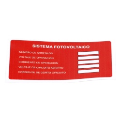Syscom PVLSYSTEMPV/20 Etiqueta de Sistema fotovoltaico/ Paquete con 20