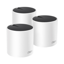 TP-LINK DECOX55-3PACK Kit 3 Routers Inalambricos MESH Interior para Hogar / Doble Banda Wi-Fi 6 AX3000 Mbps / 3 Puerto Gigabit WAN/LAN / 2 Antenas Internas / Administracion Mediante la App Deco (iOS A