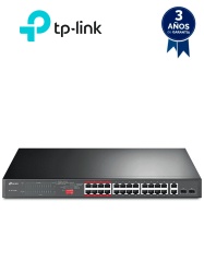 TP-LINK TPL3720022 TP-LINK TL-SL1226P - Switch PoE no administrable con 26 puertos 10/100 Mbps 2 puertos 10/100/1000 Mbps y 2 puertos SFP. Incluye 8 puertos extensores PoE (hasta 250 m) con una capac