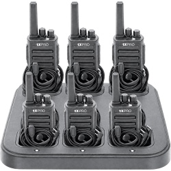 TX PRO TX600SIX-PACK Radio Portátil UHF / Kit 6 Unidades / 16 Canales / 400-470 MHz / 5 W / Batería 2500 mAh / Cargador 6 Posiciones / Accesorio Audio