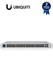 UBIQUITI UBI1850008 UBIQUITI USW-48-POE UniFi Switch de Capa 2 con 48 puertos (32 PoE 802.3af/at 16 Gigabit) y 4 puertos 1G SFP con una potencia de 195W y pantalla informativa.