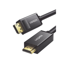 UGREEN 10203 Cable DP Macho a HDMI Macho / Longitud 3 Metros (9.84 Pies) / Soporta 4K@30Hz / Soporta 3D / Cobre EstaNado 28AWG / Blindaje Interno MUltiple / TransmisiOn Unidireccional / BotOn de Liber