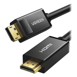 UGREEN 10239 Cable DP Macho a HDMI Macho / Longitud 1.50 Metros (4.92 Pies) / Soporta 4K@30Hz / Soporta 3D / Cobre EstaNado 28AWG / Blindaje Interno MUltiple / TransmisiOn Unidireccional / BotOn de Li