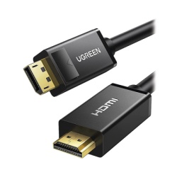 UGREEN 10239 Cable DP Macho a HDMI Macho / Longitud 1.50 Metros (4.92 Pies) / Soporta 4K@30Hz / Soporta 3D / Cobre EstaNado 28AWG / Blindaje Interno MUltiple / TransmisiOn Unidireccional / BotOn de Li