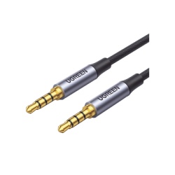 UGREEN 20782 Cable Auxiliar de 3.5mm / Cable Audio Estereo / Nucleo de Alambre de Cobre Esmaltado / Carcasa de Aluminio Azul + Nylon Trenzado / Soporta Microfono / 2 Metros