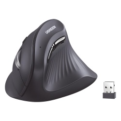 UGREEN 25444 Mouse Inalambrico en Angulo Vertical | 2.4G & Bluetooth | Conecta 3 dispositivos Simultaneamente | 4 Niveles de DPI | Clic Silencioso | 5 botones Silenciosos | Soporta Win Mac Linux & Chr