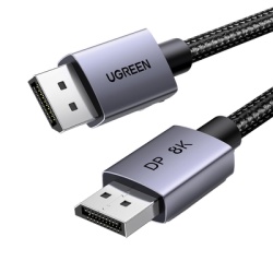 UGREEN 25906 Cable DisplayPort 1.4 | 3 Metros (9.84 Pies) | Resolucion 8K@60Hz | Blindaje Interno Multiple | 3D/HDR+/HDCP | 32.4 Gbps | FreeSync G-Sync | Certificado VESA | Nucleo de Cobre Estanado |