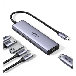 UGREEN 35999 Hub USB-C 6 en 1 / HDMI 4K@60Hz / 2x USB-A 3.2 Gen 2 (10 Gbps) / 2x USB-C 3.2 (10 Gbps) / PD 100W / Compatibilidad Universal / Driver-Free / Aluminio - Img 3