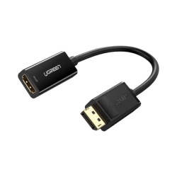 UGREEN 40363 Convertidor DisplayPort a HDMI 4K| 3D | HDR | Blindaje Interno | Boton Liberador | Carcasa de ABS | Plug & Play | CE FCC RoHS | Cable de 25 cm (9.84 Pulgadas).