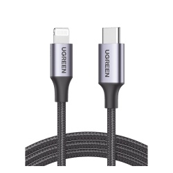 UGREEN 60759 Cable USB-C a Lightning | 1 Metro (3.28 Pies) | Certificado MFi | Carga Rapida 60W | 480 Mbps | Conector C94 | Adecuado para iPhone iPad y iPod | Proteccion Integrada | Caja de Aluminio |