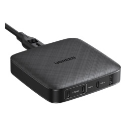 UGREEN 70869 Cargador de escritorio de 100W / 4 Puertos de Carga Rapida / 4 USB-C / 2 USB-A / Tecnologia GaN II +SIC / Power Delivery 3.0 / Quick Charge 4.0 / Chip Confiable y Carga Inteligente / Opti
