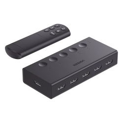 UGREEN 90512 Conmutador HDMI 5X1 | 4K@60Hz | HDMI 2.0 1.4 | HDCP 2.2 1.4 | VRR | Dynamic HDR | 3D | CEC | EDID | IR 10 Metros (32.81 Pies) | 18Gbps | Cambio Manual y por Control Remoto | Incluye Cable