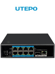 UTEPO UGC6100001 UTEPO UTP7108EPOE - Switch industrial PoE de 10 puertos: 8 PoE 10/100 Mbps 1 SFP 1000 Mbps 1 RJ-45 10/100/1000 Mbps PoE 120W 802.3af/at hasta 250m en modo CCTV montaje en DIN ra