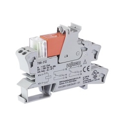 WAGO 788-312 Modulo con Rele / 24 VCC / 2 Inversores / 8 A Corriente Continua / Montaje Riel DIN 15 mm / Indicador LED Rojo / Push-in CAGE CLAMP