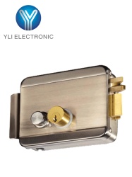 YLI YLI4740043 YLI ABK702BR - Cerradura Electrica Derecha / Carcasa Metalica / Apertura con Boton Llave / 12VDC / Uso Interior / Compatible con Controles de Acceso