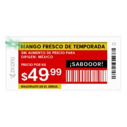 ZKONG ZKC21B Etiqueta de Estanteria Electronica ESL ZKE21B / Pantalla EPD 2.13 Pulgadas / Resolucion 122x250 Pixeles / 4 Colores (Negro Blanco Rojo Amarillo) / BLE 5.0 con Encriptacion AES-128 / Bater