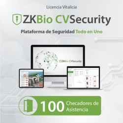 ZKTECO ZKCVTAP100 Licencia para ZKBio CVsecurity permite gestionar hasta 100 dispositivos para tiempo y asistencia