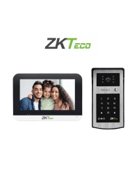 ZKTECO ZVP2400001 ZKTECO VK07B53LKit- Kit de Videoportero IP / Monitor Color de 7 Pulgadas / Frente de Calle IP55 / Camara 1080P / PoE / Apertura con Tarjetas ID (125Khz) y Contrasena / Excelente Visi