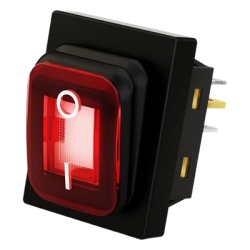 AccessPRO APB-03121-R Interruptor tipo Switch con Led Color Rojo / IP65 / Diseno Industrial / NO COM NC / Terminales tipo F1