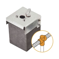 APLICACIONES TECNOLOGICAS ATW40/T16/TV Molde de grafito vertical union en T vertical de cable 4/0 AWG (pasante) con Pica de 5/8 in (terminal).
