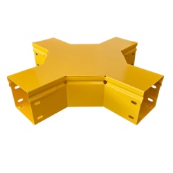 CHAROFIL CHFBXH4X4R8EPK CHFIBER Cruce Horizontal de Aluminio para Fibra Optica 4" de Peralte 4" de Ancho y Radio de 8" con Pintura Epoxica Amarilla Incluye Tapa un Par de Coples y Tornilleria