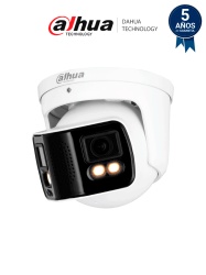 DAHUA DHT0070007 DAHUA IPC-PDW5849-A180-E2-ASTE Camara IP Full Color con vision de 180 y doble lente de 4 MP. Ofrece proteccion perimetral mapa de calor conteo de personas y LED de 40m. Cuenta con