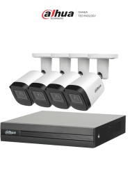 DAHUA DHT0250025 DAHUA KITXVR1B04H-I4B2A51-U - Kit de 4 Camaras metalicas 5 MP Lente de 2.8mm y un DVR Cooper-I WizSense 4 Canales 1 IP o Hasta 5 Canales IP. Soporta Con IA H.265 SMD Plus y Busque