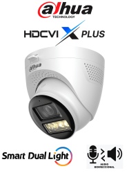 DAHUA DHT0300088 DAHUA DH-HAC-HDW1500TQN-IL-T - Camara Domo 5MP/ Mic Integrado y Audio Bidirec/ Iluminacion Dual Mediante IR y Luz Calida/ Hasta 40 Mts de Iluminacion/ Lente de 2.8mm Apertura Hasta 11