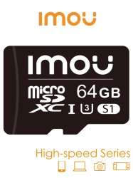 DAHUA DHT1490002 IMOU ST2-64-S1 - Memoria MicroSD de 64 Gb/ UHS-1 Clase 10 U3 V30/ 3D TLC NAND flash/ Velocidad de Lectura 95MB/s/ Ideal Para Camaras de Seguridad Telefonos Tablet etc./