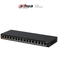 DAHUA DHT1850012 DAHUA DH-PFS3016-16GT-190 - Switch Gigabit PoE de 16 Puertos/ 190 Watts Totales/ Los 2 Puertos Naranjas Soportan Hi-PoE Estandar/ Switching 32 Gbps/ Tasa de Reenvio de paquetes 23.808