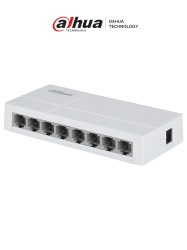 DAHUA DHT3700021 DAHUA DH-SF1008L - Switch de Escritorio con 8 puertos Fast Ethernet (10/100 Mbps) diseno compacto de capa 2 con capacidad de switching de 1.6 Gbps y velocidad de reenvio de paquetes
