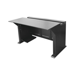 EPCOM INDUSTRIAL EM-S02 Escritorio Estacion Mobiliaria Profesional de Monitoreo y Control / Videovigilancia / Acceso / Alarmas / Etc... / Metal Negro y Madera Tono Oscuro