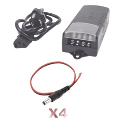 EPCOM POWERLINE K1-PS12DC4C Kit de Fuente de Poder / 12 VCC / 5 A / 4 Salidas DC-Cord / 110-240 VCA / 0.43 x 0.16 x 0.10 pies