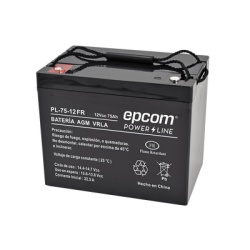 EPCOM POWERLINE PL7512-FR Bateria 12 Vcc / 75 Ah / UL / Tecnologia AGM-VRLA / Retardante a la flama/ Uso en: Aplicaciones fotovoltaicas / Terminales tipo M6 / Cargador recomendado CHR-250.