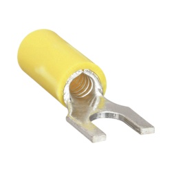 EPCOM POWERLINE RC1157-100 Terminal tipo horquilla ( espada ) aislada / 12 - 10 AWG / Amarillo / Paquete de 25 piezas.