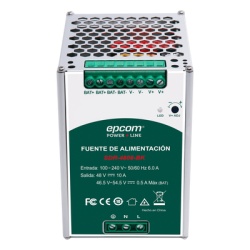 EPCOM POWERLINE SDR4808BK Fuente de Alimentación Industrial DIN Riel / 480 W / Salida 48 VCC 10 A / Eficiencia ≥93% / Carga de Batería / -20°C a 70°C