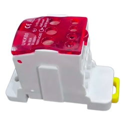 EPCOM POWERLINE UKK-80A Bloque de Distribución Eléctrico / 1 Entrada / 6 Salidas / 85 A / 690 V / Montaje en Carril DIN