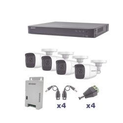 EPCOM PROFESSIONAL KEVTX8T4BW/A KIT TurboHD 1080p / DVR 4 Canales / 4 Camaras Bala Policarbonato con Audio Integrado (exterior 2.8 mm) / Transceptores / Conectores / Fuente de Poder Profesional