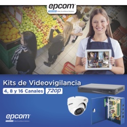 EPCOM PROFESSIONAL KEVTX8T8EW KIT TurboHD 1080p / DVR 8 Canales / 8 Camaras Eyeball (exterior 2.8 mm) / Transceptores / Conectores / Fuente de Poder Profesional hasta 15 Vcc para Larga Distancia
