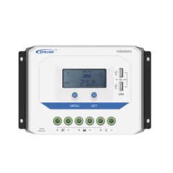 EPEVER VS6048AU Controlador Solar PWM / 60A / 12/24V/36/48V / Doble USB / Pantalla LCD / Tierra Positivo Comun